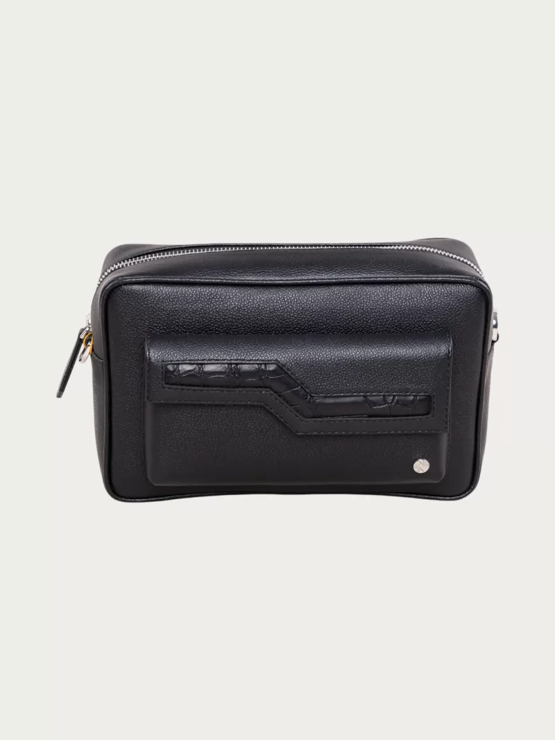 Sac Fourre-tout Blaine Trump Bandoulière - Tissu Bleu Avec Bordure Simili Cuir Croco - Occasion